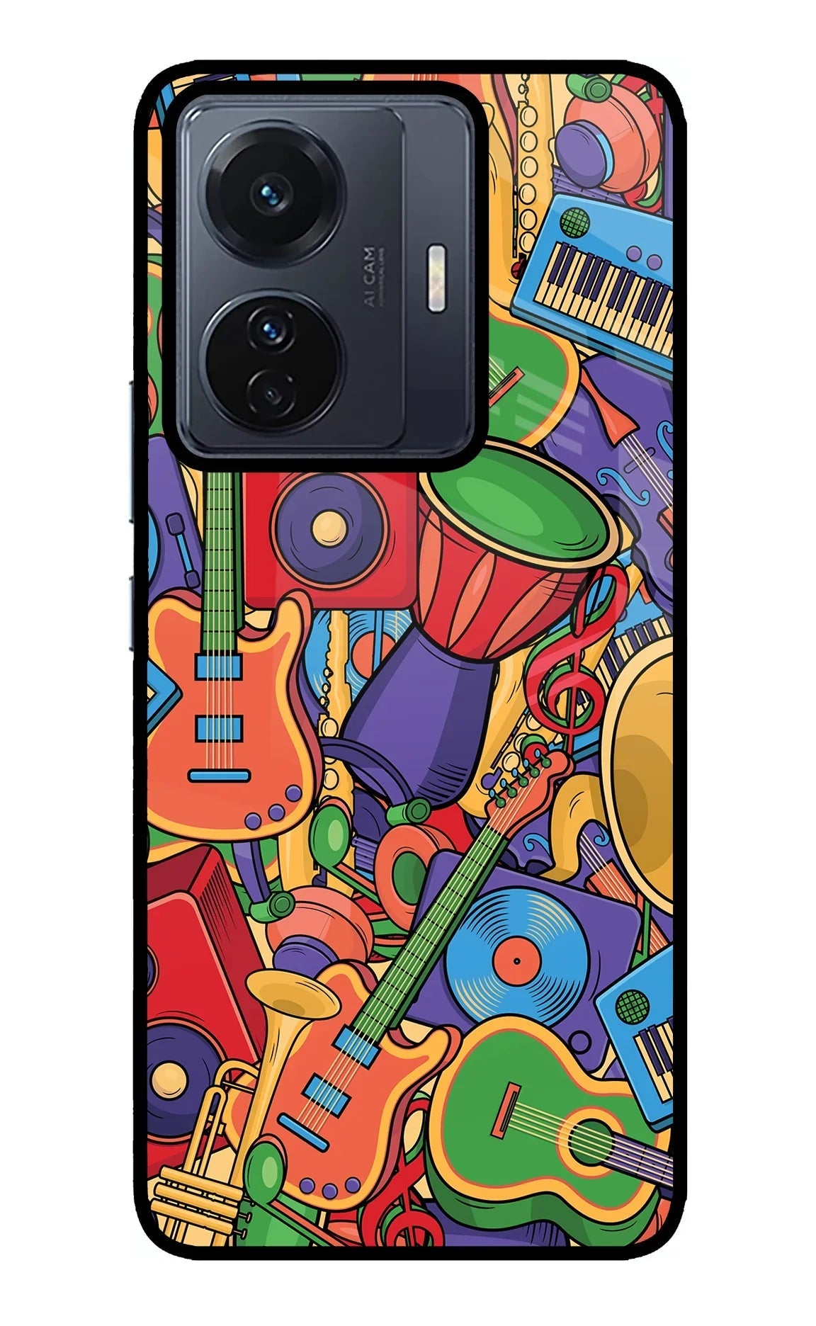 Music Instrument Doodle Vivo T1 Pro 5G Glass Case
