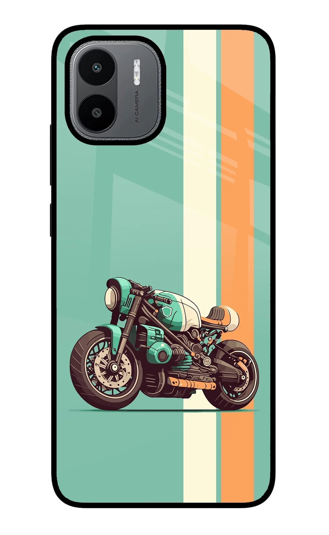 Striped Moto Drift Redmi A1/A2 Glass Case
