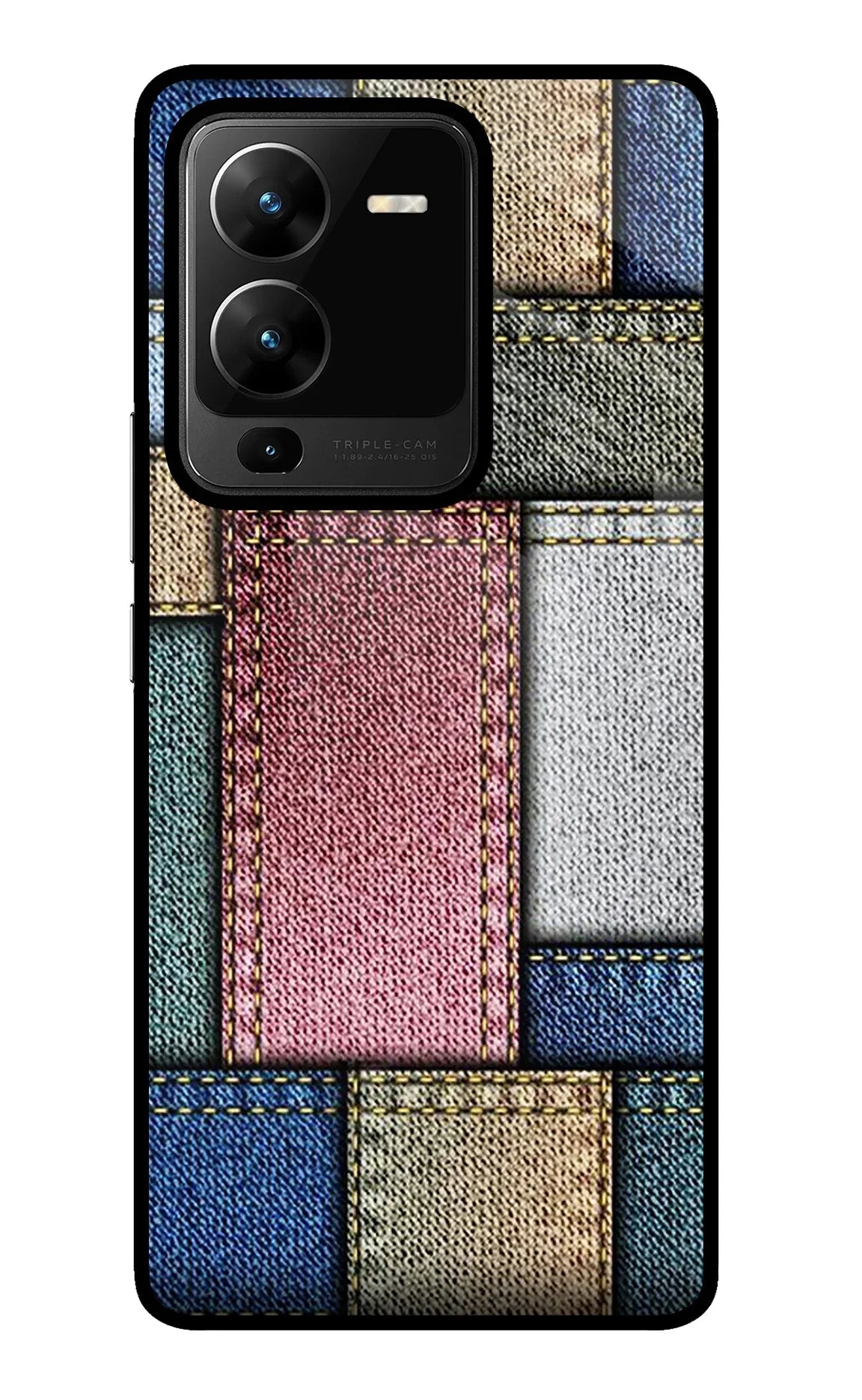 Multicolor Jeans Vivo V25 Pro 5G Glass Case