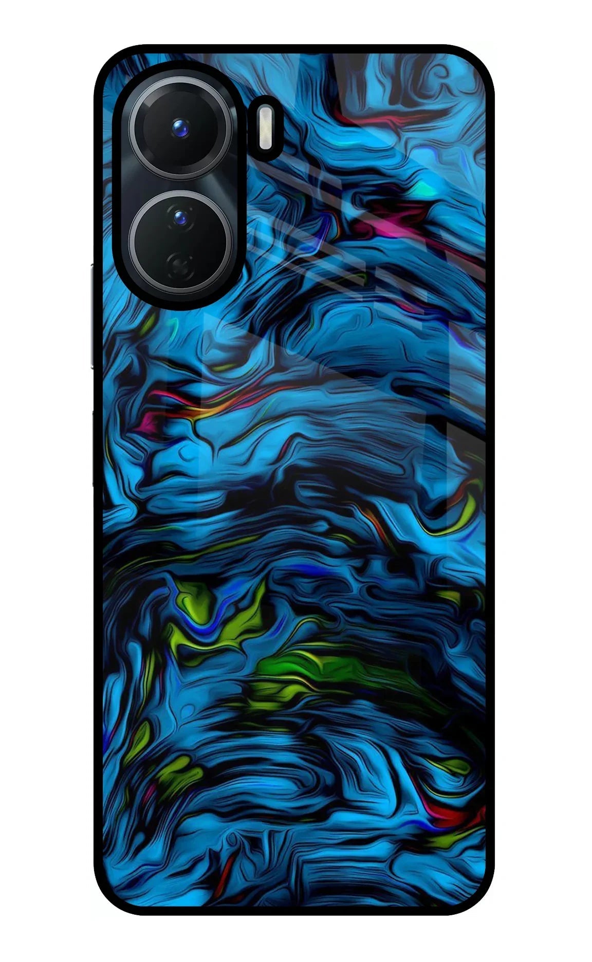 Dark Blue Abstract Vivo Y16 Glass Case