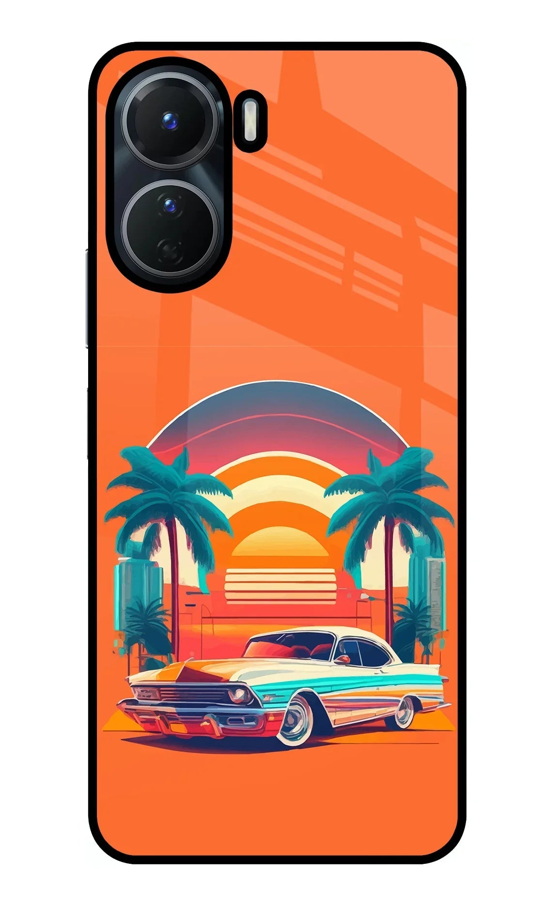 Palm Drive 80s Vivo Y16 Glass Case