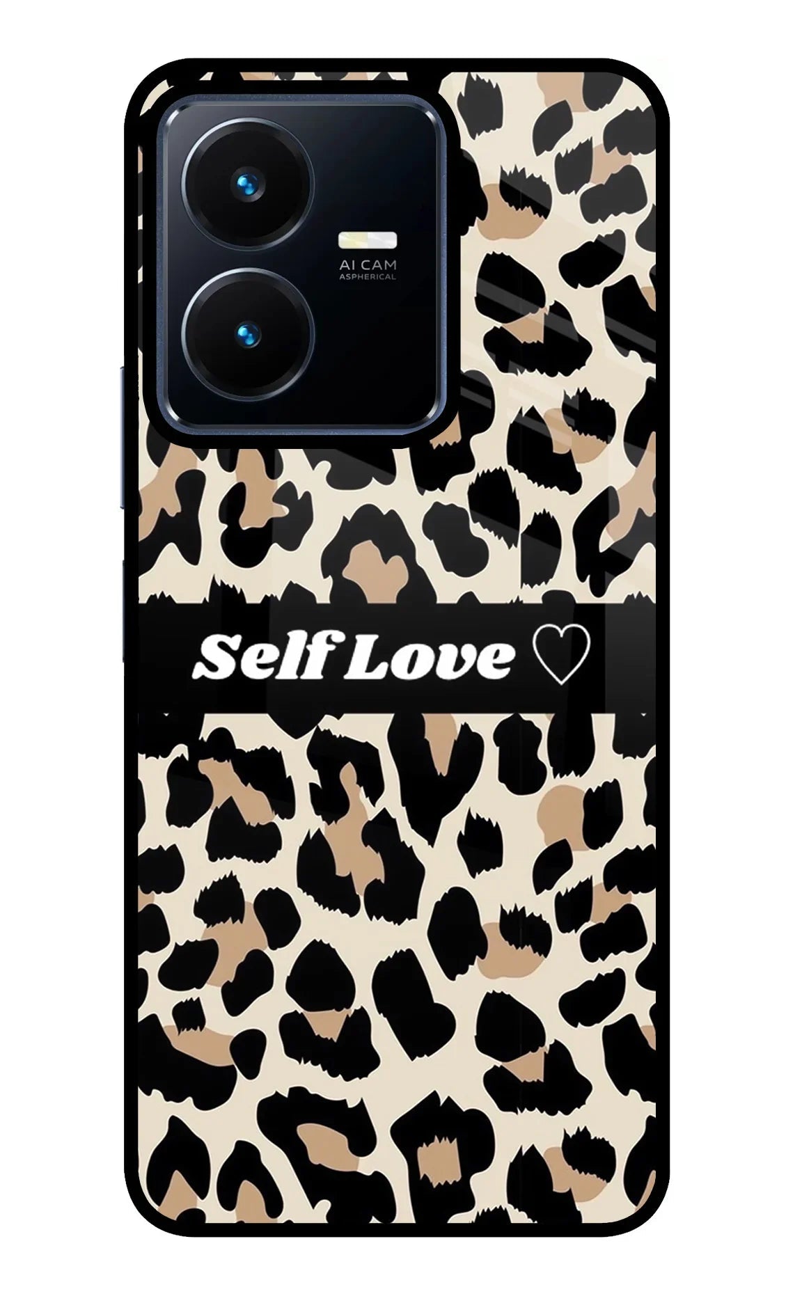 Leopard Print Self Love Vivo Y22 Glass Case