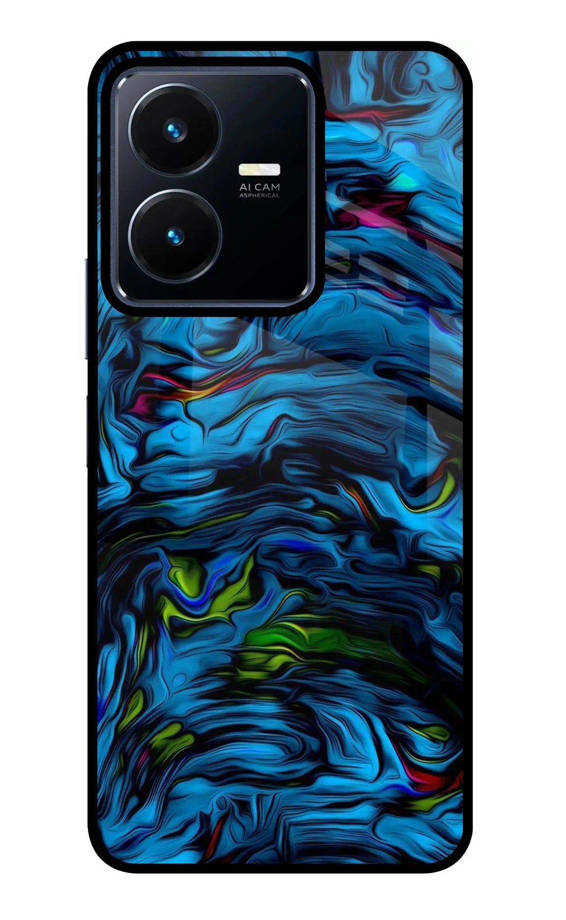 Dark Blue Abstract Vivo Y22 Glass Case
