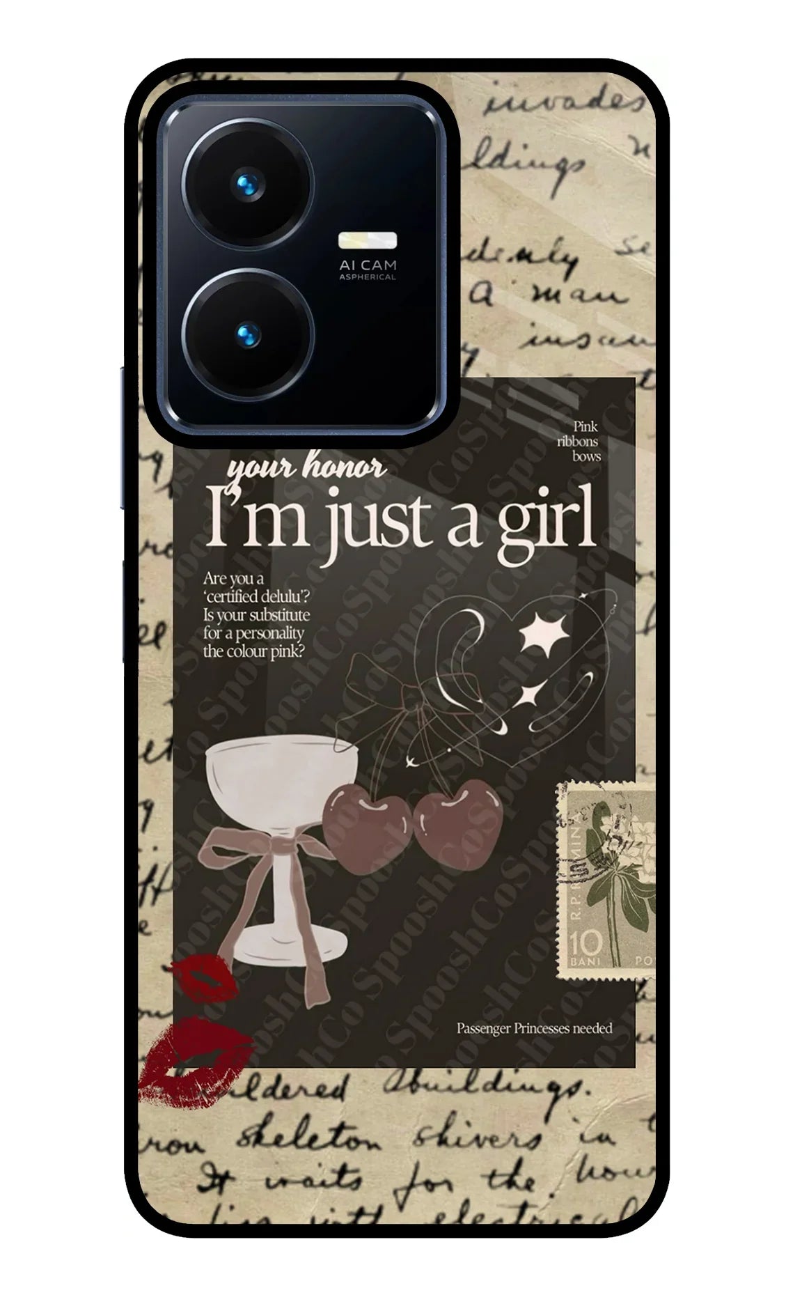 I am just a girl Vivo Y22 Glass Case