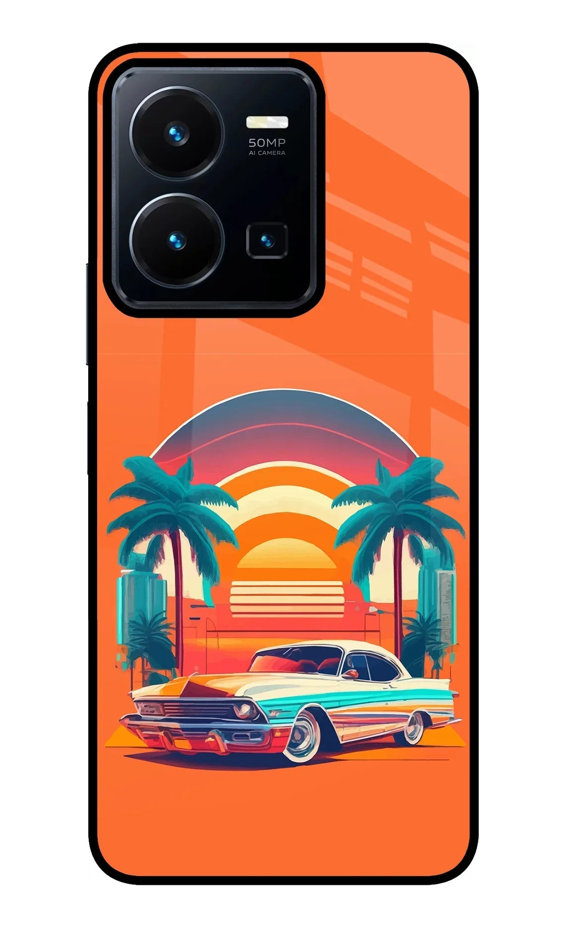 Palm Drive 80s Vivo Y35 Glass Case