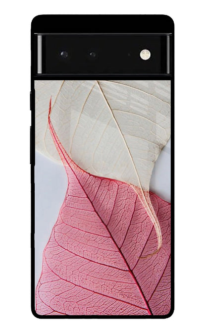 White Pink Leaf Google Pixel 6 Back Cover