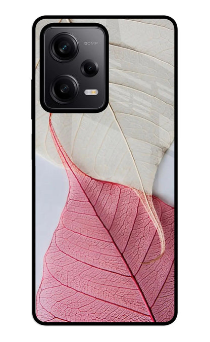 White Pink Leaf Redmi Note 12 5G Back Cover