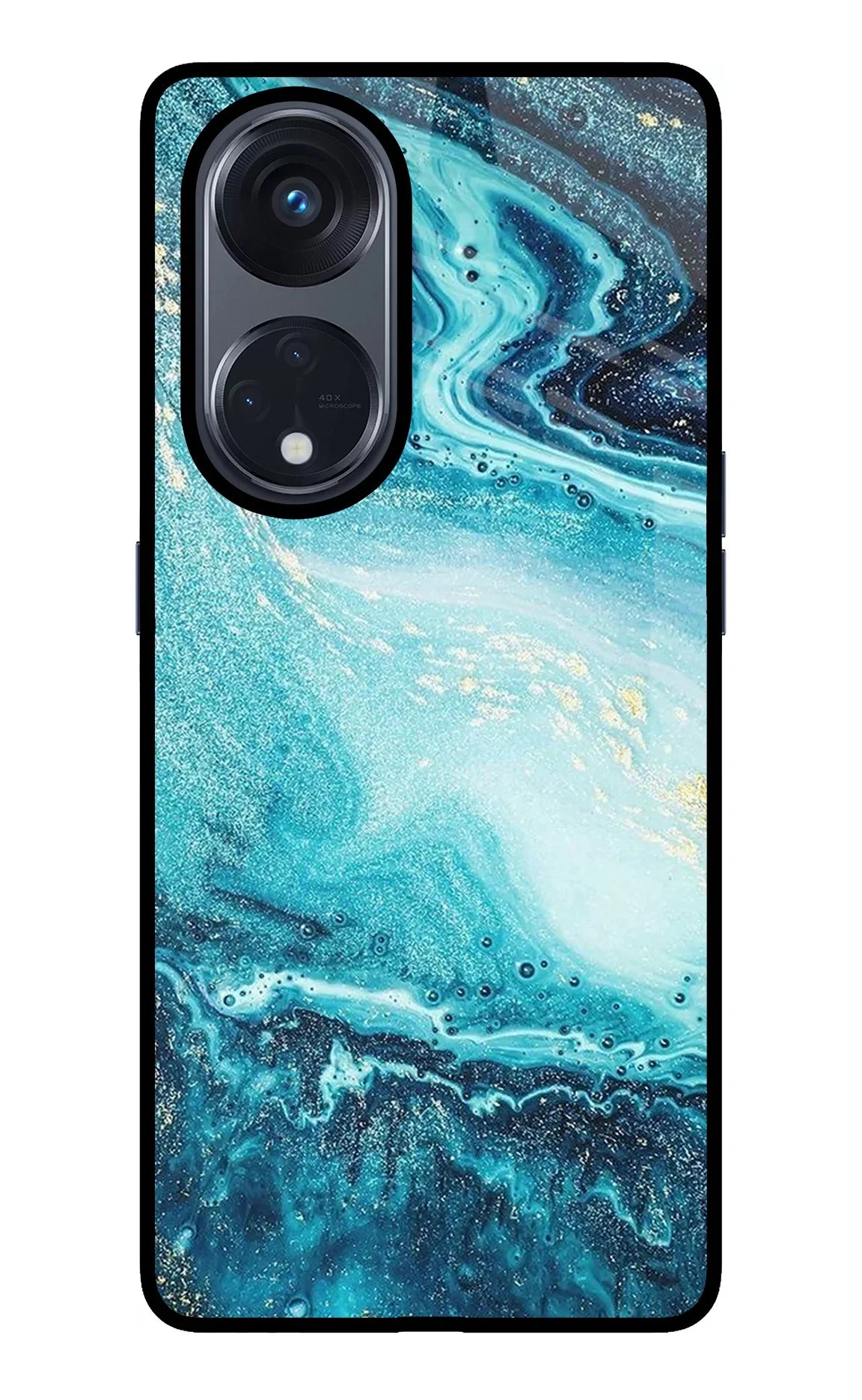 Blue Glitter Marble Oppo Reno8 T 5G Glass Case
