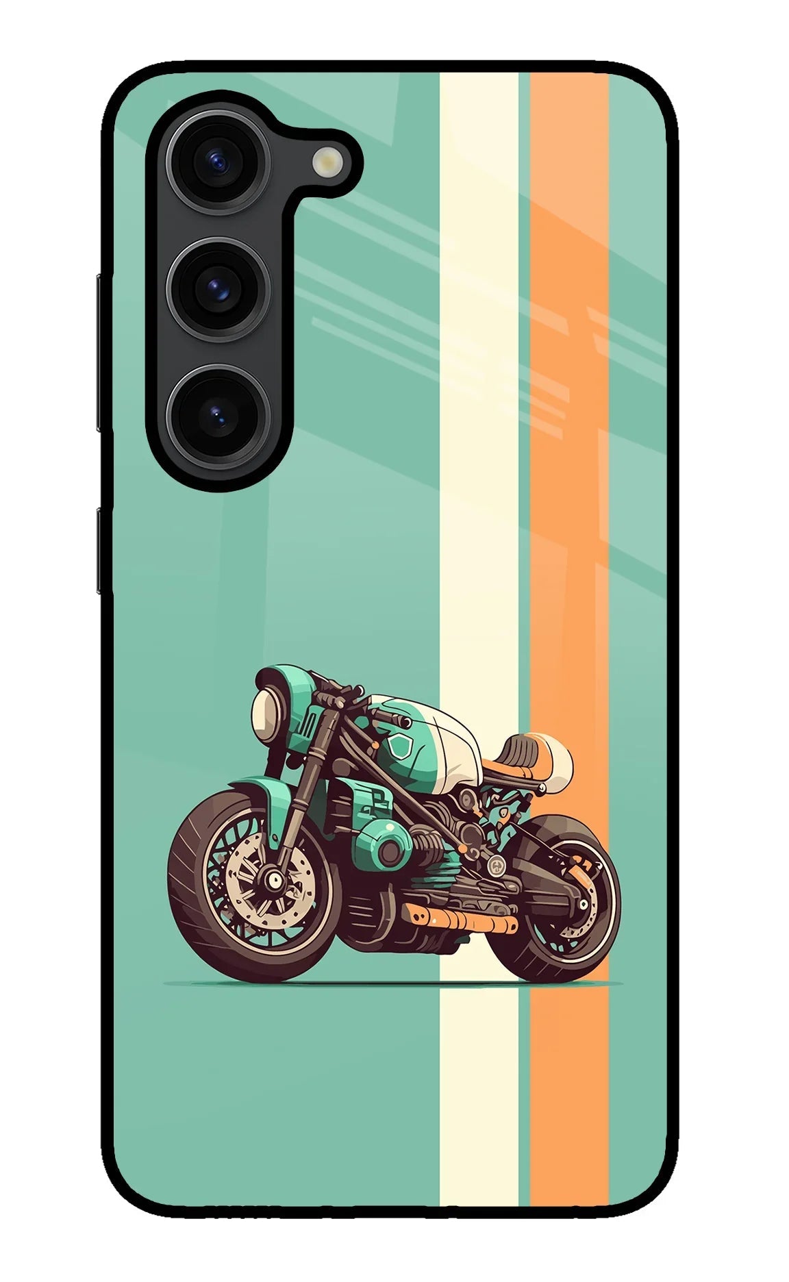 Striped Moto Drift Samsung S23 Plus Glass Case