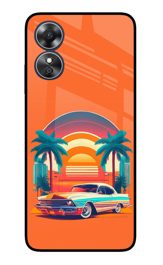 Palm Drive 80s Oppo A17 Glass Case