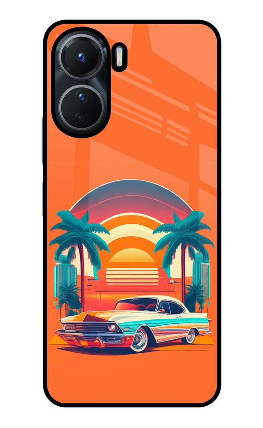 Palm Drive 80s Vivo Y56 5G Glass Case