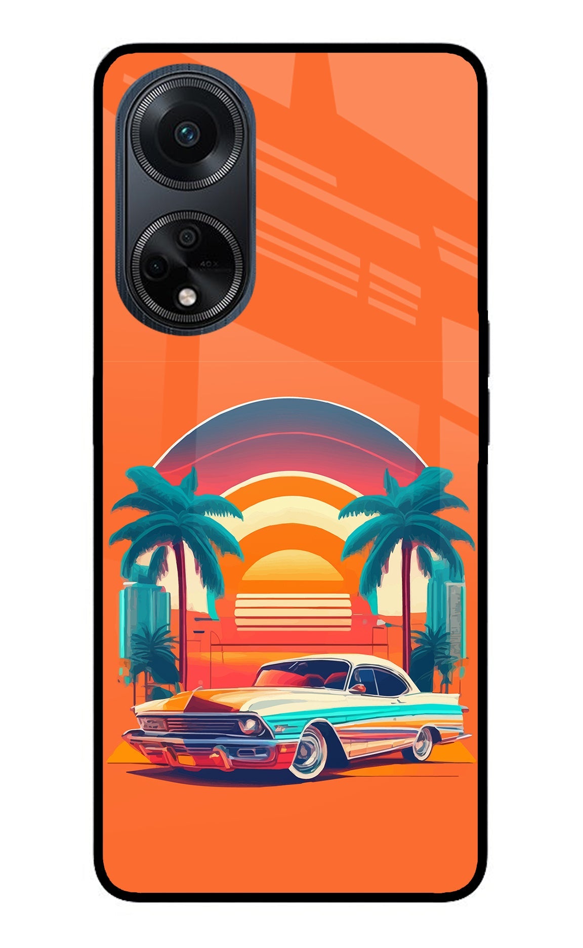 Palm Drive 80s Oppo F23 Glass Case