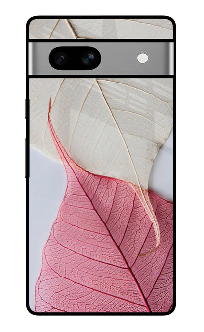 White Pink Leaf Google Pixel 7A Back Cover