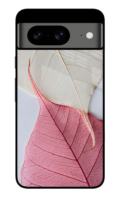 White Pink Leaf Google Pixel 8 Back Cover