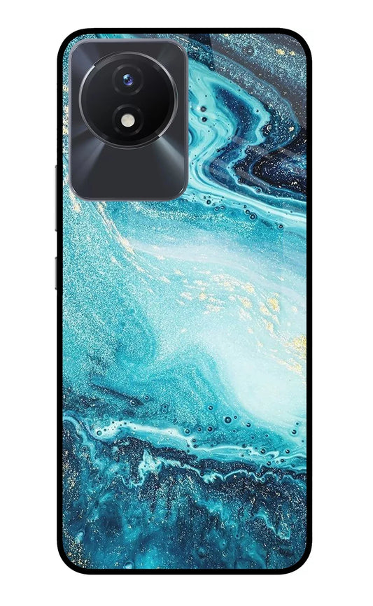 Blue Glitter Marble Vivo Y02/Y02T Glass Case
