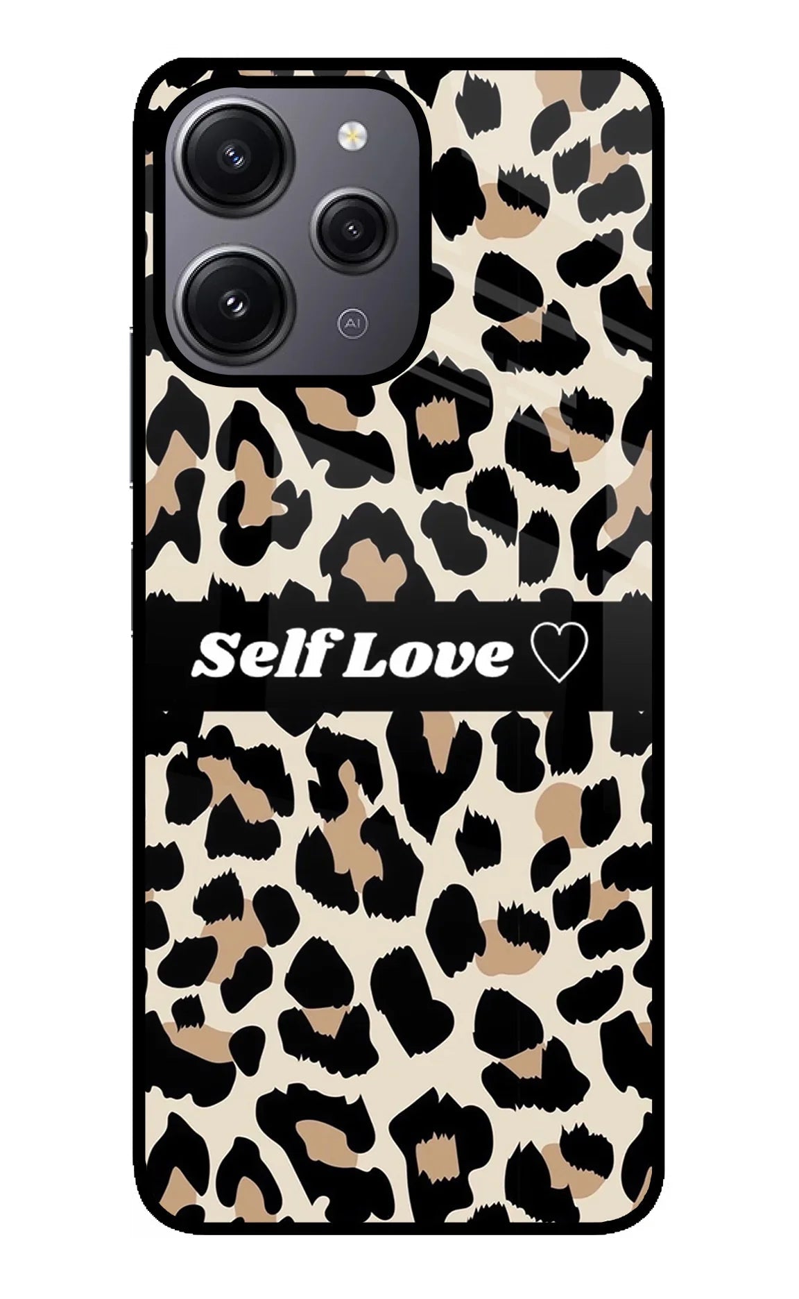 Leopard Print Self Love Redmi 12 4G Glass Case