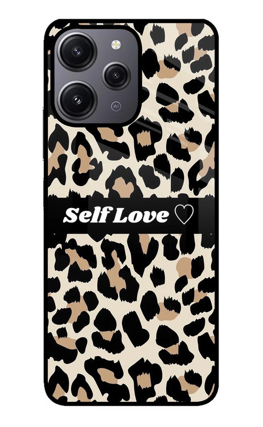 Leopard Print Self Love Redmi 12 4G Glass Case