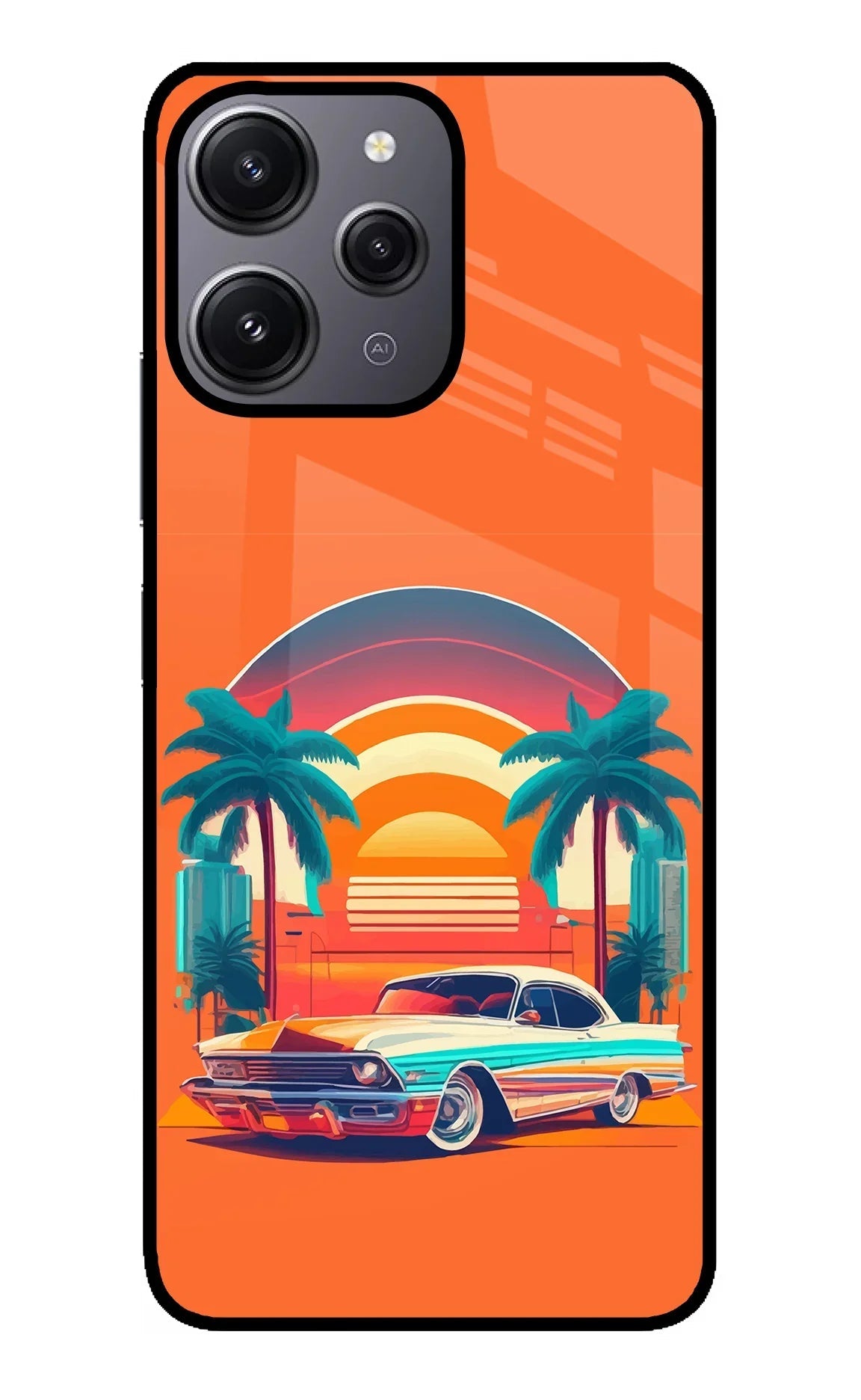 Palm Drive 80s Redmi 12 4G Glass Case