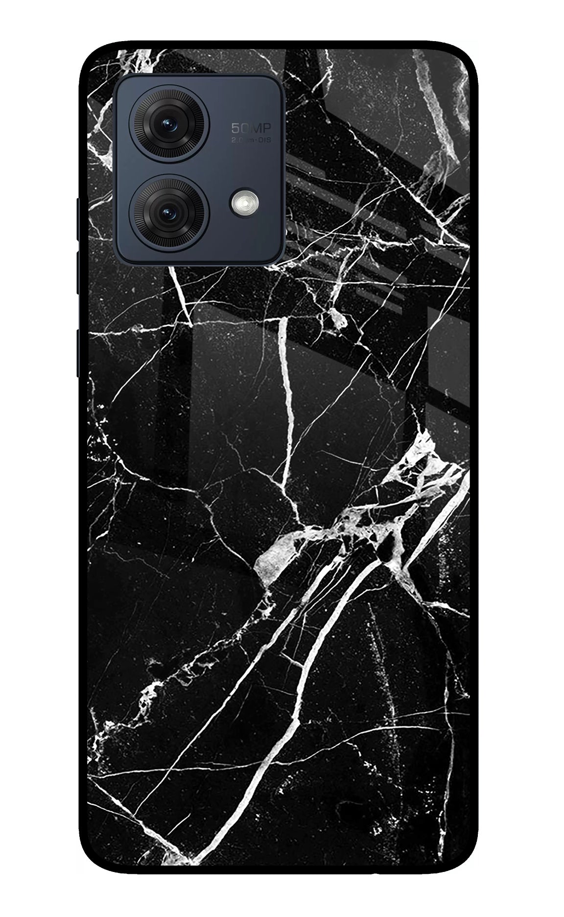 Black Marble Pattern Moto G54 5G Glass Case