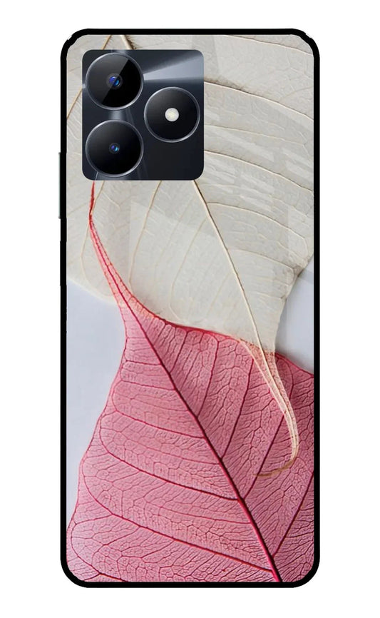 White Pink Leaf Realme C53 Back Cover