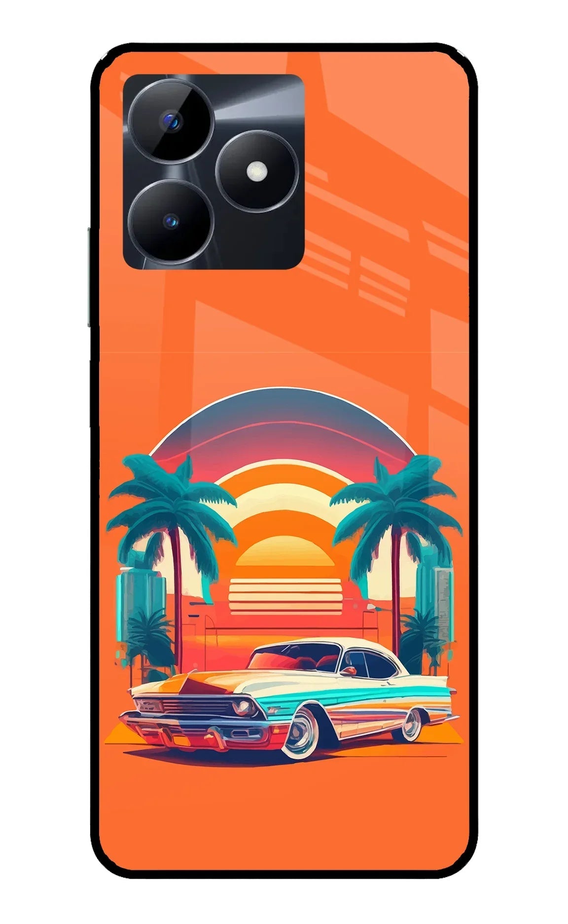 Palm Drive 80s Realme C53 Glass Case