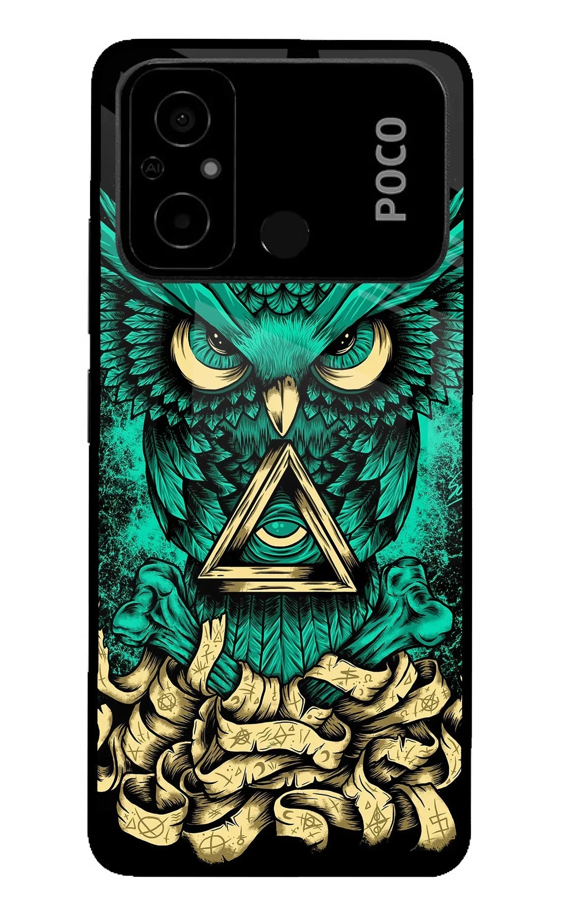 Green Owl Poco C55 Back Cover