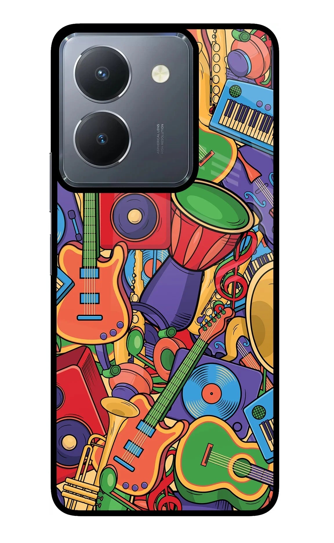 Music Instrument Doodle Vivo Y36 Glass Case