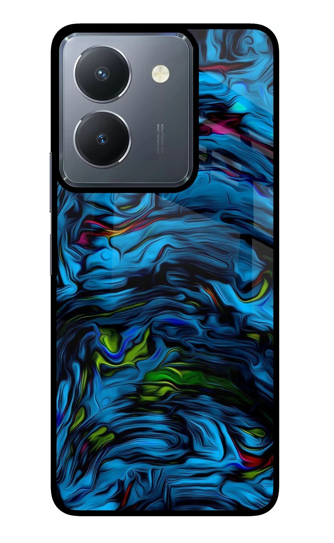 Dark Blue Abstract Vivo Y36 Glass Case