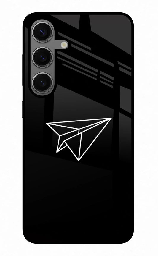 Paper Plane White Samsung S24 Plus Glass Case