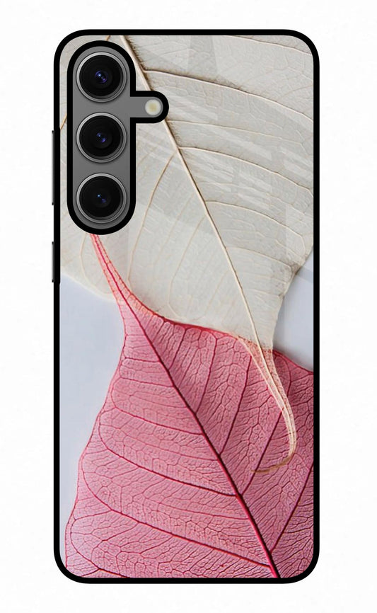 White Pink Leaf Samsung S24 Plus Back Cover
