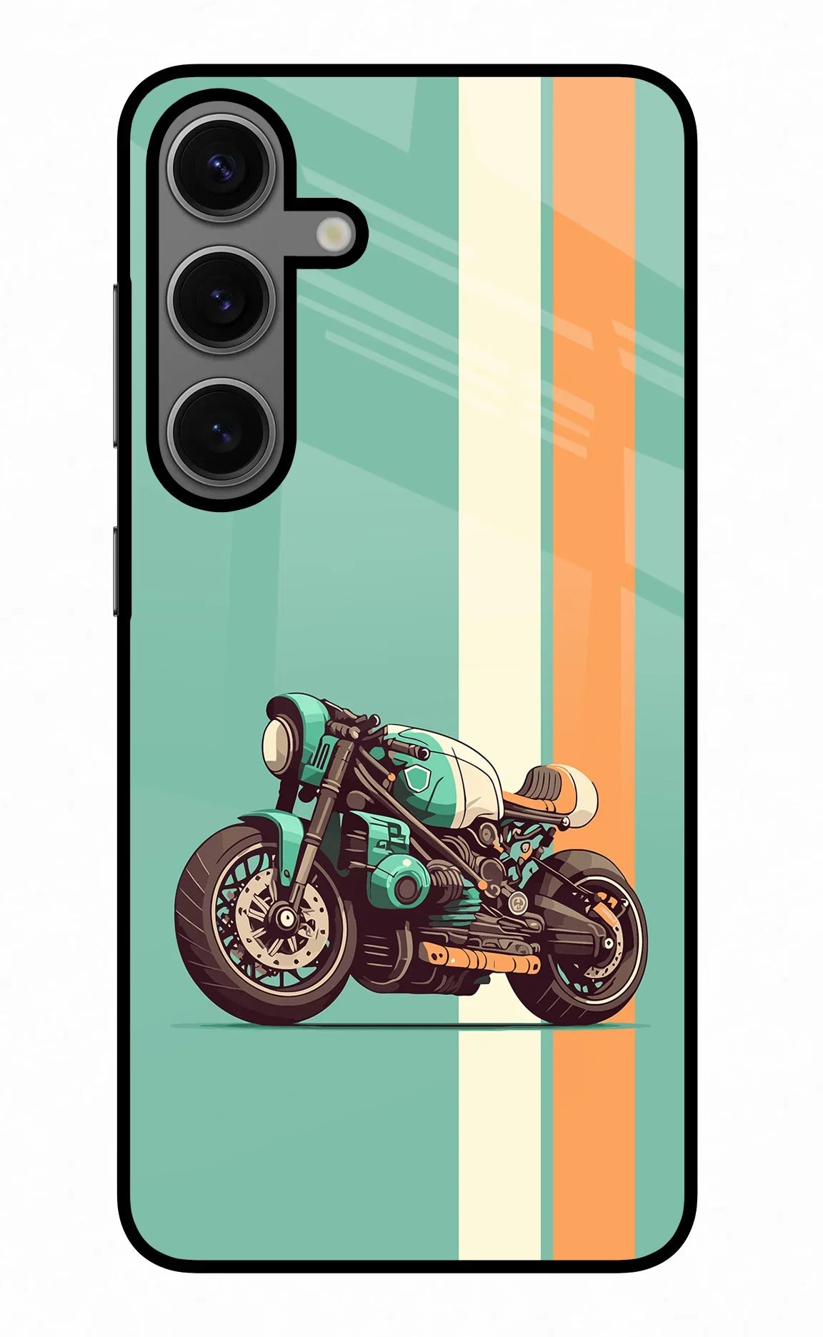 Striped Moto Drift Samsung S24 Plus Glass Case
