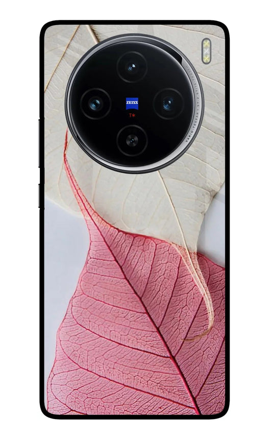 White Pink Leaf Vivo X100 Back Cover