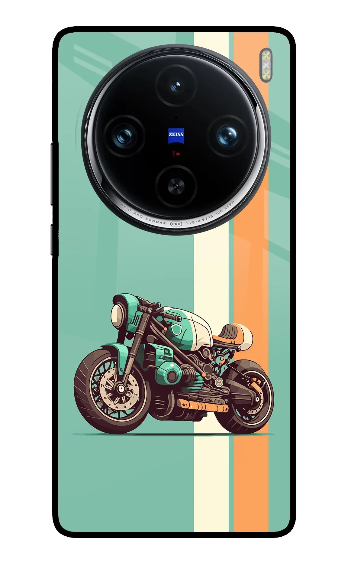 Striped Moto Drift Vivo X100 Pro Glass Case