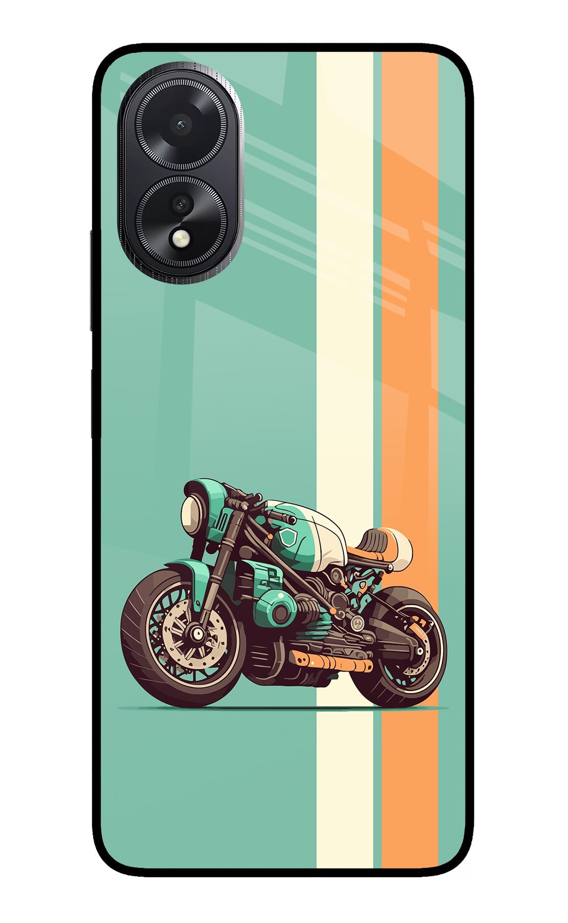 Striped Moto Drift Oppo A18/Oppo A38 Glass Case