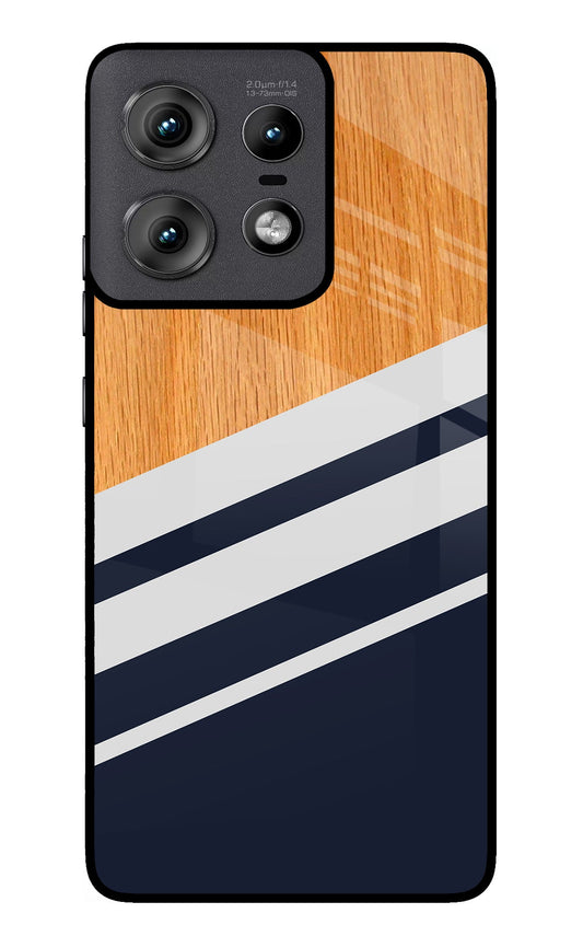 Blue and white wooden Moto Edge 50 Pro 5G Back Cover
