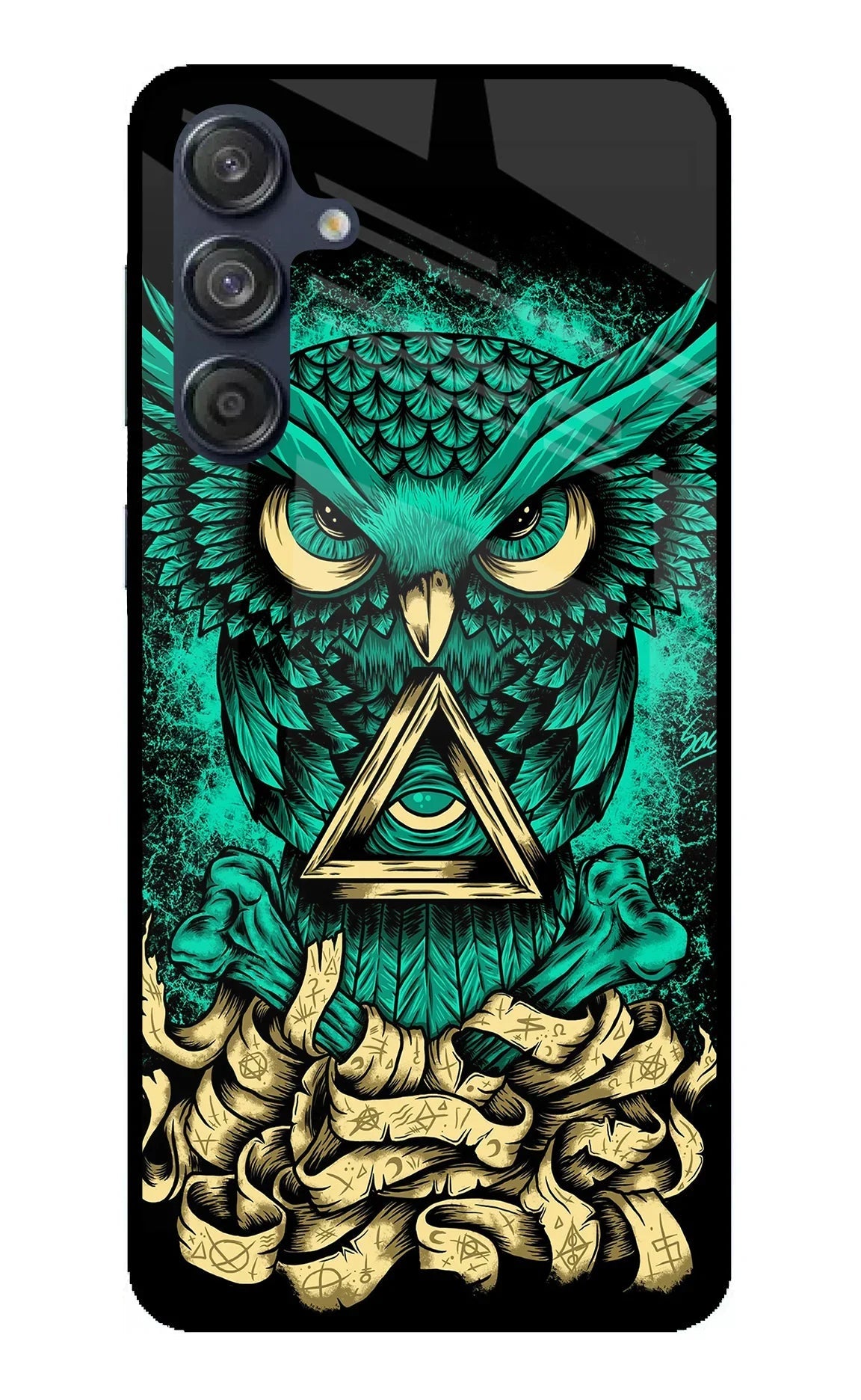 Green Owl Samsung M55 5G Glass Case