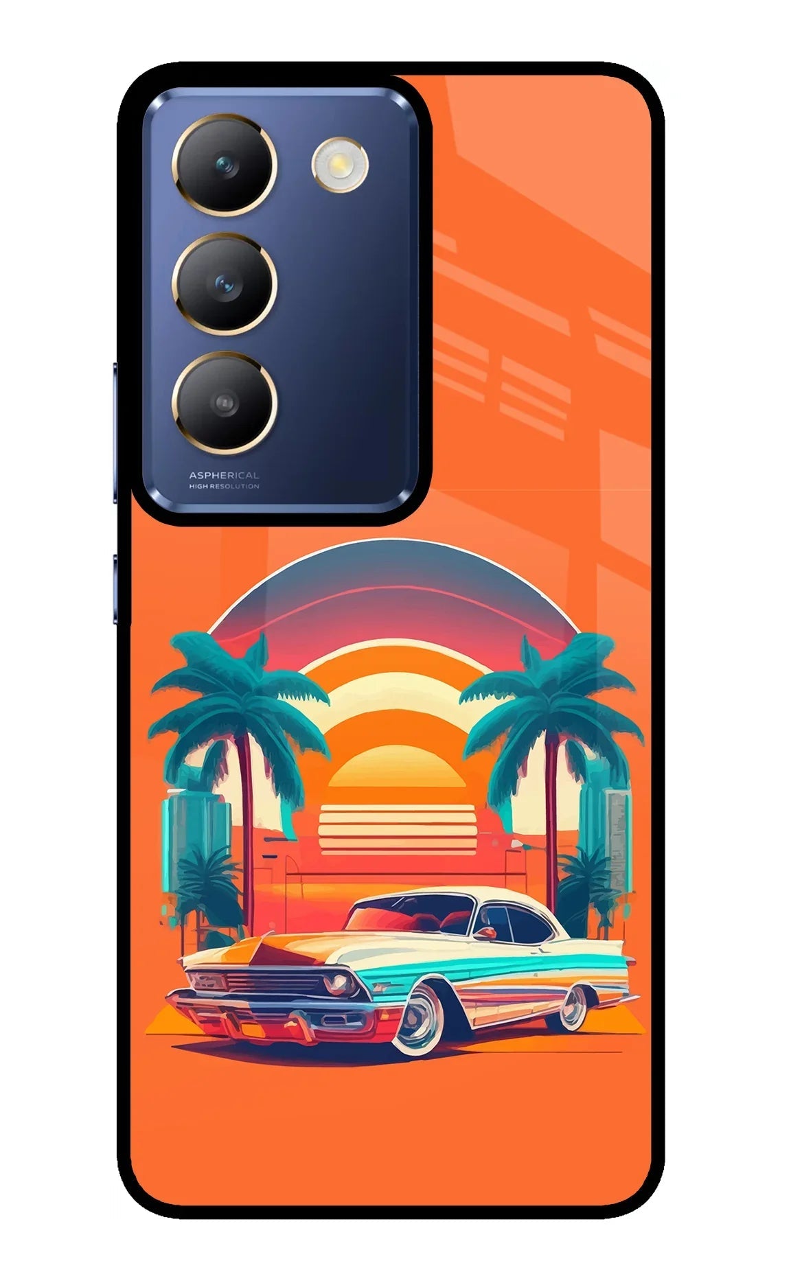 Palm Drive 80s Vivo Y200E 5G/T3 5G Glass Case