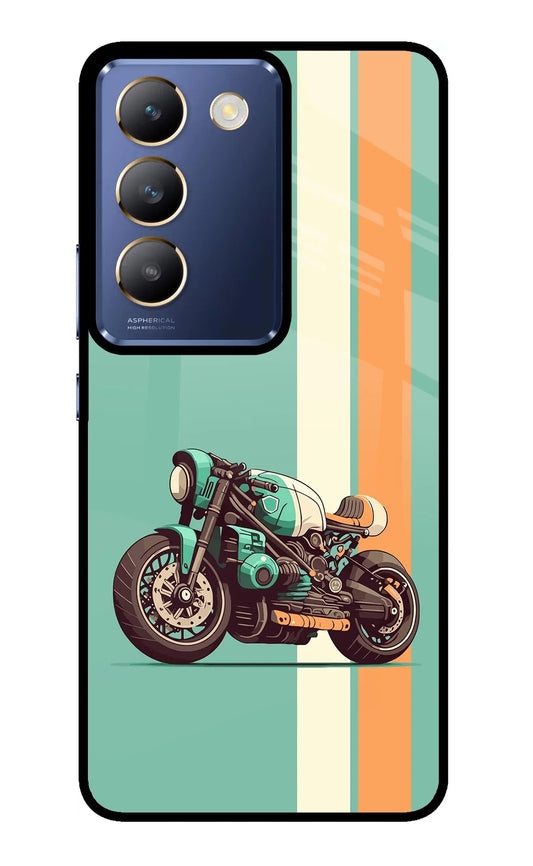 Striped Moto Drift Vivo Y200E 5G/T3 5G Glass Case