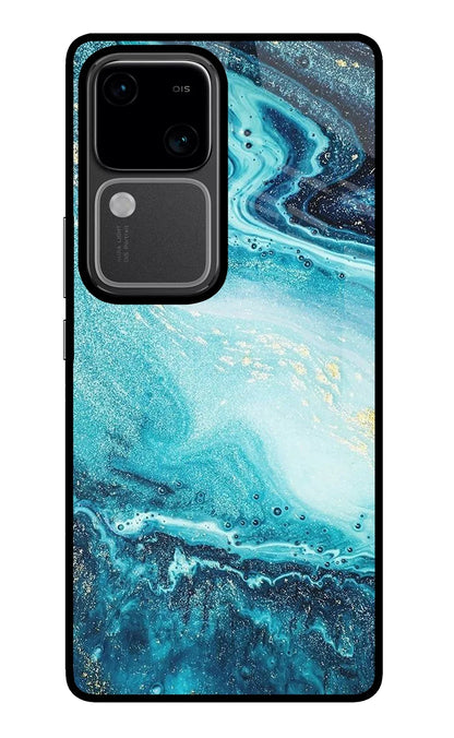 Blue Glitter Marble Vivo V30 5G Back Cover