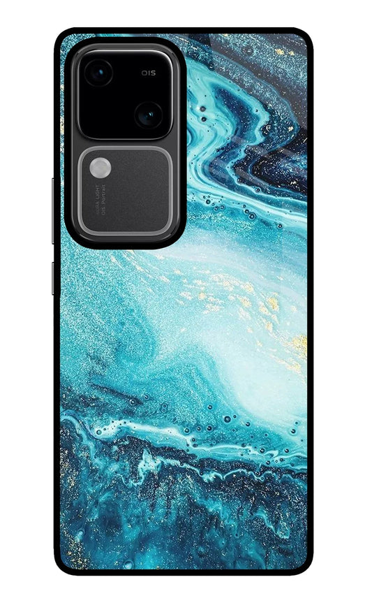 Blue Glitter Marble Vivo V30 5G Back Cover