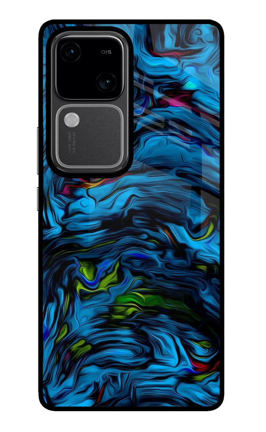 Dark Blue Abstract Vivo V30 5G Glass Case