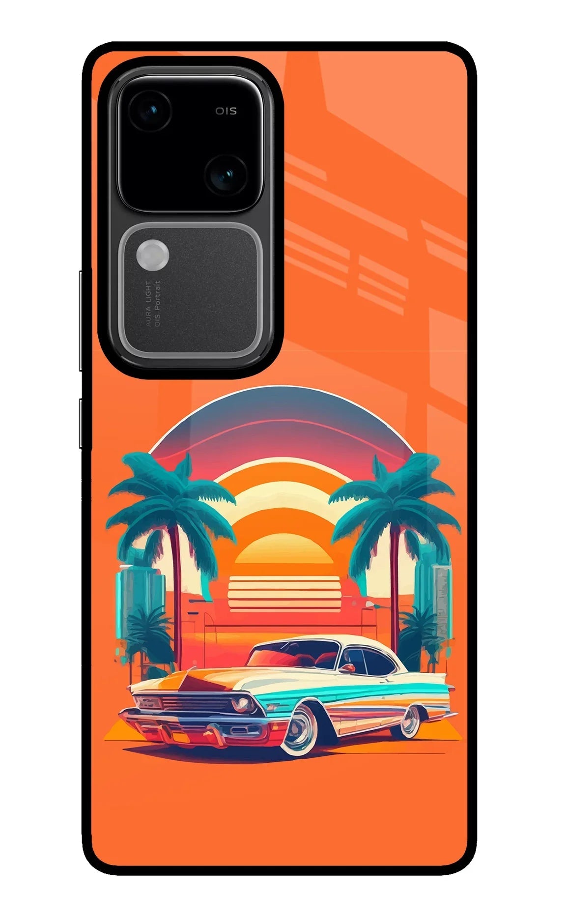 Palm Drive 80s Vivo V30 5G Glass Case