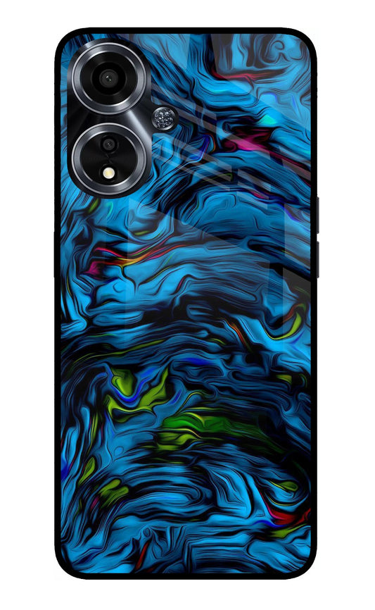 Dark Blue Abstract Oppo A59 5G Glass Case