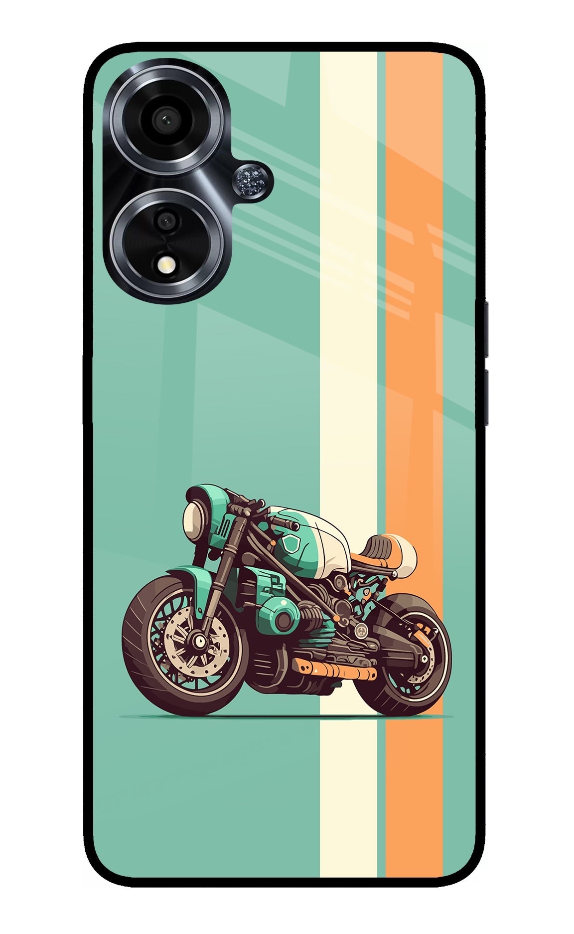 Striped Moto Drift Oppo A59 5G Glass Case