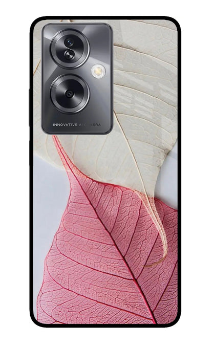 White Pink Leaf Oppo A79 5G Back Cover