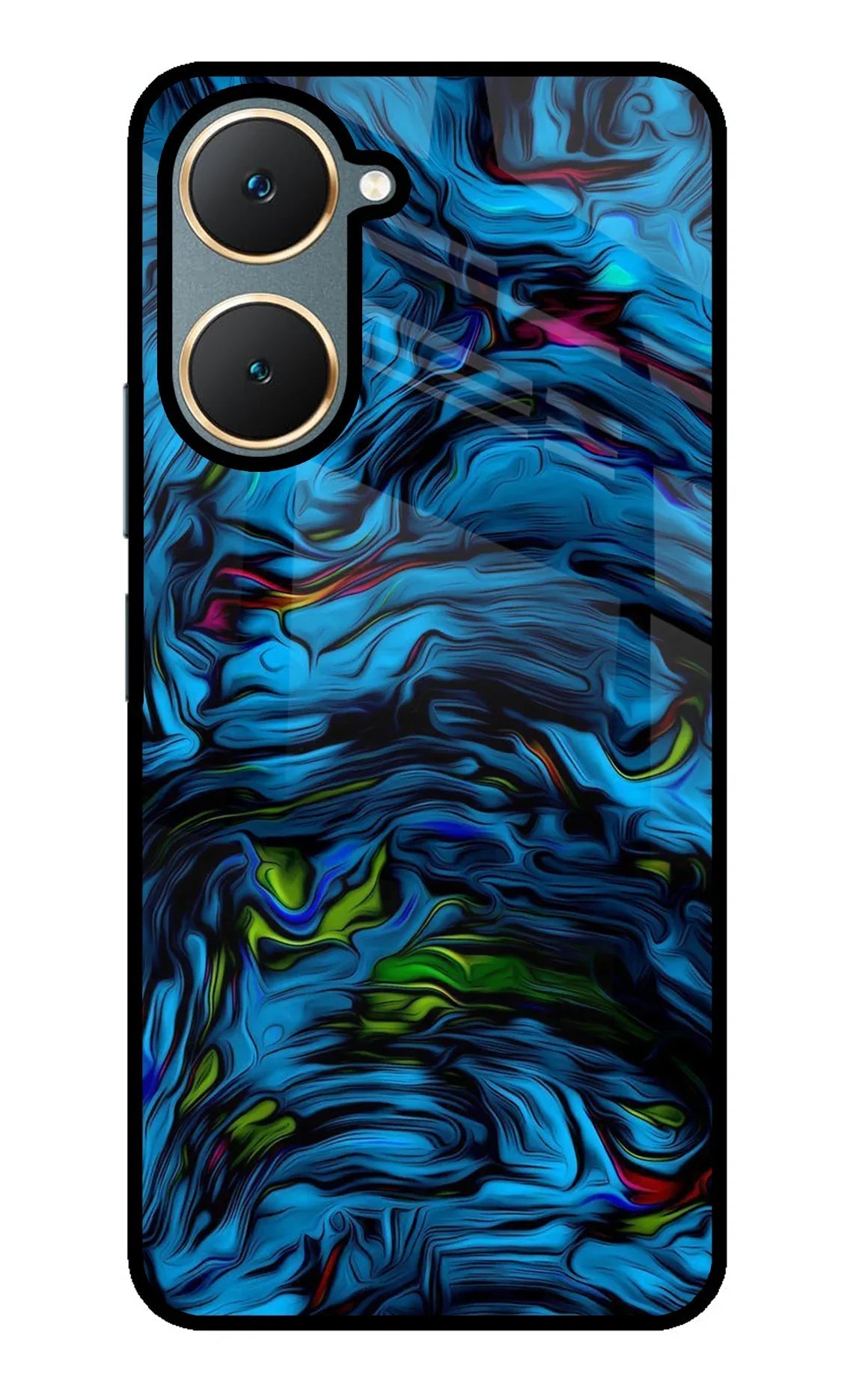 Dark Blue Abstract Vivo Y18/Y18e Glass Case