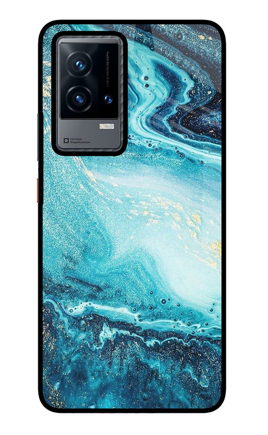 Blue Glitter Marble iQOO 9 5G Back Cover