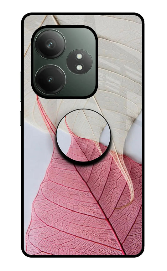 White Pink Leaf Realme GT 6T 5G Pop Case