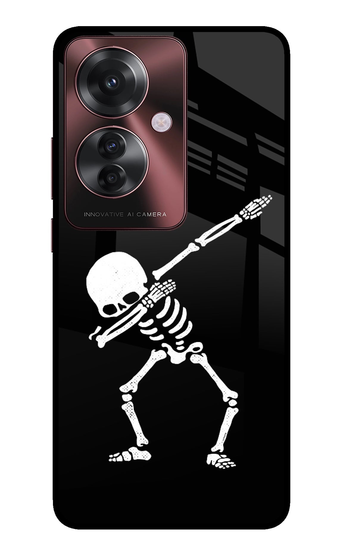 Dabbing Skeleton Art Oppo F25 Pro 5G Glass Case