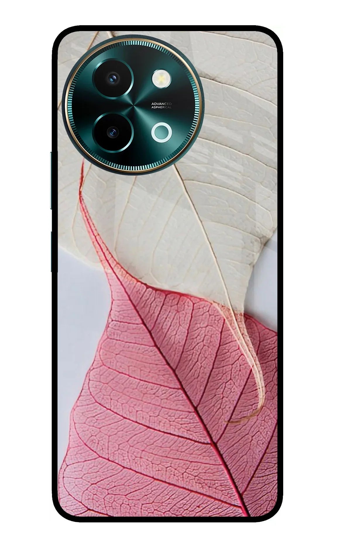 White Pink Leaf Vivo Y58 5G Back Cover